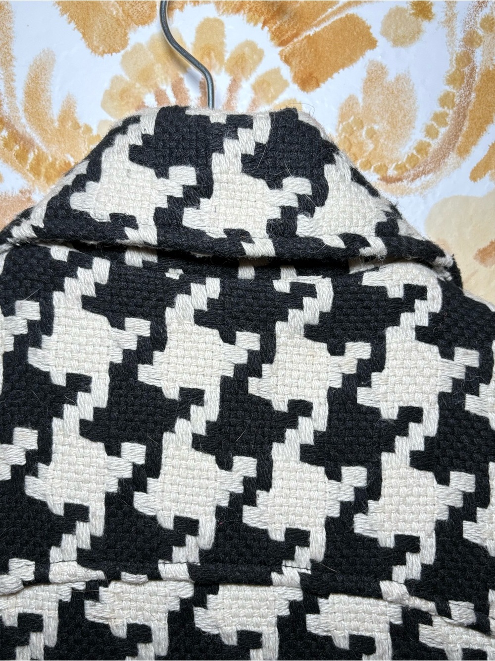 Candie's Cream & Black Houndstooth Peacoat Double Breasted Coat Classic Preppy - Picture 6 of 11
